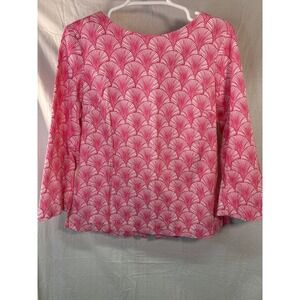 Elizabeth McKay New York Shirt Women 8 Quarter Sleeve Zip Back Pink